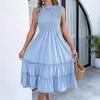2026 Spring/Summer Sleeveless Smocked Waist Ruffle Hem Maxi Dress - Women's Casual European and American Style