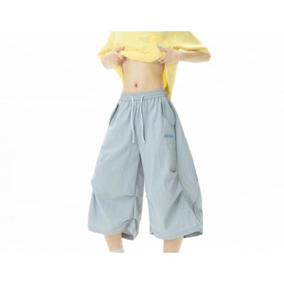 Embroidered Quick-dry Shorts Men Women Summer Outdoor Mountain-style Wide-leg Cropped Pants Loose Casual