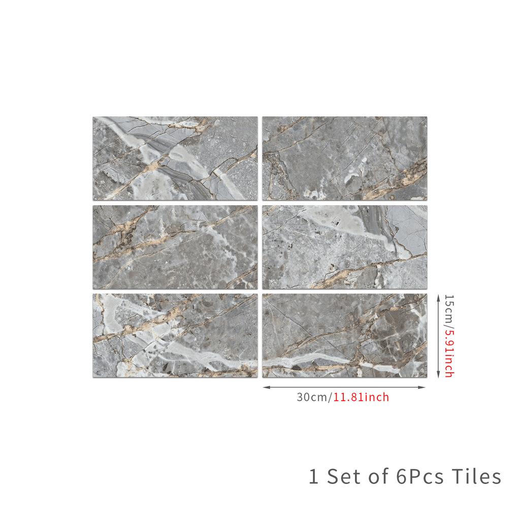Marble Pattern Glossy Tile Wall Sticker Self-Adhesive Living Room Bathroom Renovation Wall Decoration Waterproof And Moisture-Proof Wallpaper