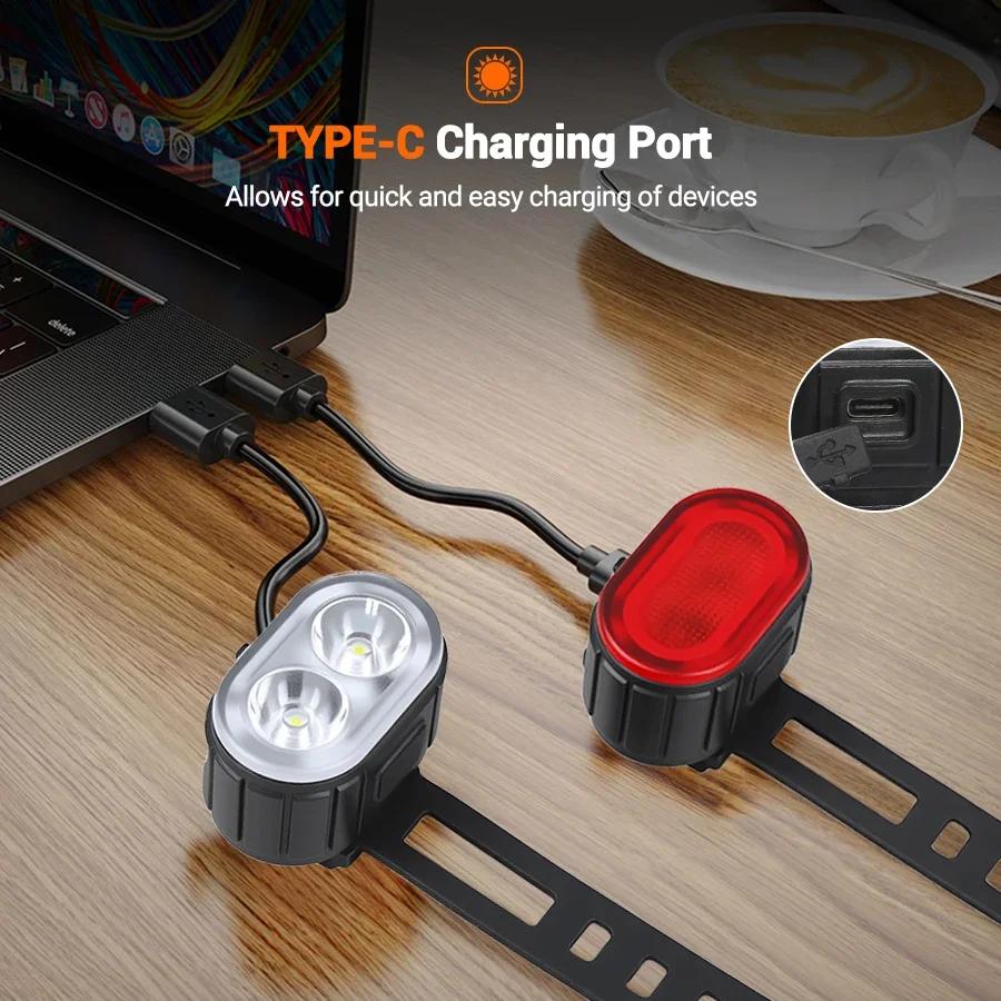 Fahrradbeleuchtung Vorne Hinten Wiederaufladbar Fahrrad Radfahren USB Taschenlampe für Fahrradbeleuchtung Vorne/Hinten/Set Fahrrad Laterne Zubehör