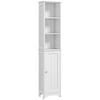 Bathroom Column with 3 Compartments, Door and Adjustable Shelves, for Shower Toilet 34x23x165 Cm White
