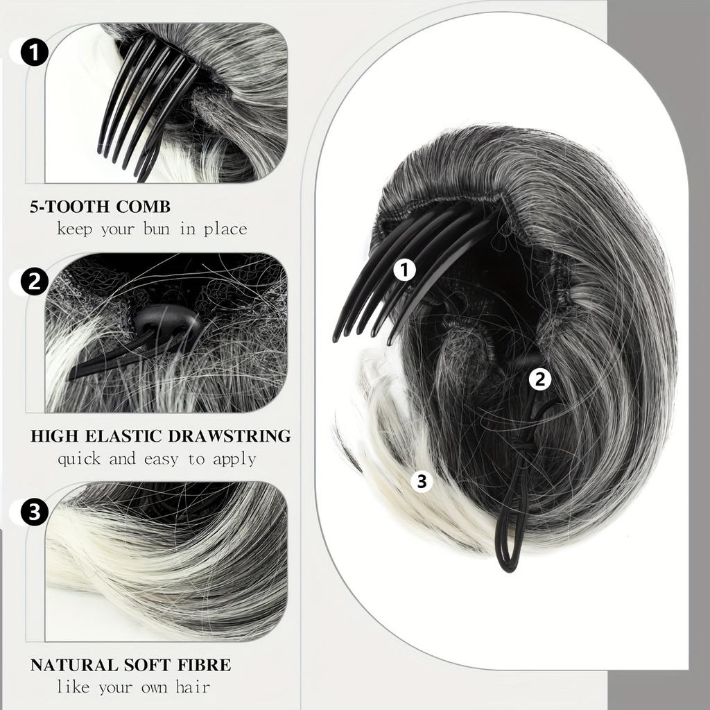 Hair Bun Hairpiece Fully Short Ponytail Bun Hair Chignon with Comb Clip  BBun Updo Drawstringun Synthetic Hair Pieces Extension for Women