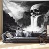 2D Black and White Skull Wall Tapestry Waterfall Background Cloth for Party & Home Decor