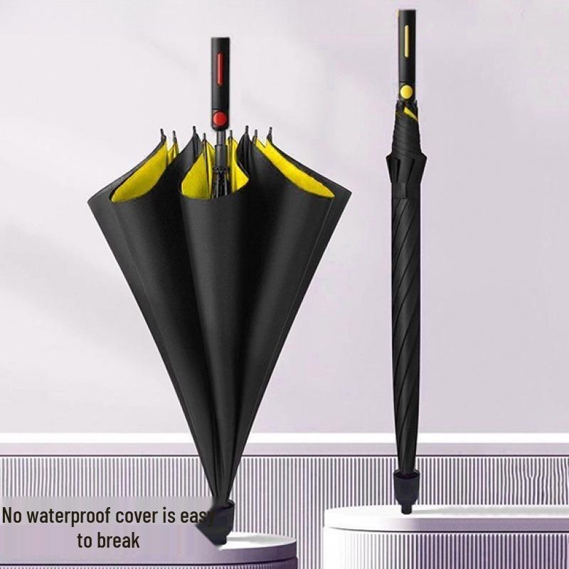 Windproof Waterproof Golf Umbrella for Three - Unisex Black Semi-Automatic with UV Protection