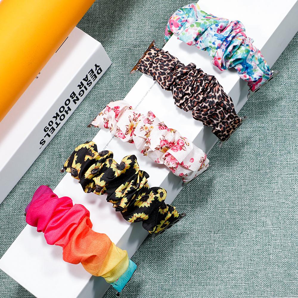 Scrunchie Strap for apple watch band 44mm 40mm 45mm 41mm 38mm 42mm 49mm correa bracelet iwatch series 4 5 6 3 SE 7 8 9 ultra 2
