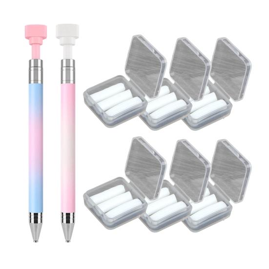 1/2Pcs Rhinestone Applicator Tool with Refill Wax Pads Rhinestone Picker Refillable Wax Pen DIY Nail Art Rhinestone Painting Dotting Wax Pen Rotatable