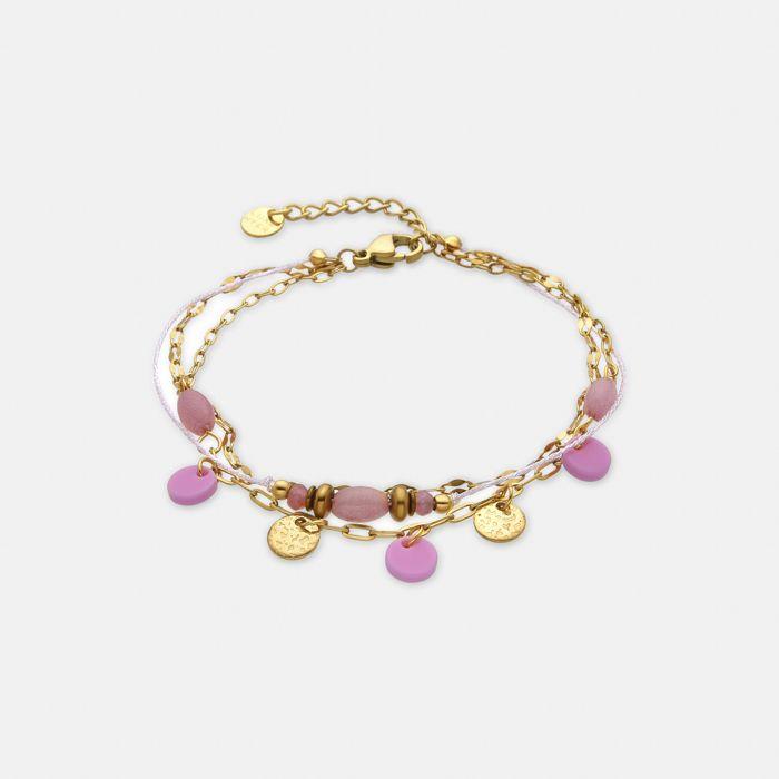 Bracelet - Luxenter - Omlia - Quartz Rose - Finition or Jaune 18k - 16 Cm + 3 Cm D'extension