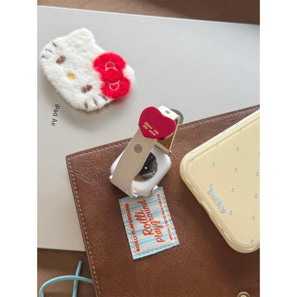 Heart Pattern Leather Loop Strap, Cute Style For Apple Watch Ultra 11/10/9/8/7/6 38/40/41/42/44/45/46/49mm Universal Watch Band