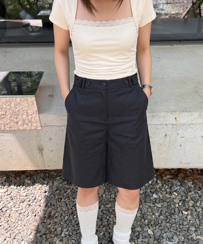 DILETTANTISME Bijou Cotton Bermuda Pants (Navy)