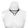 Necklace Chain Personality Twisted Chain Double Layer Faux Leather Sexy Gothic Punk Love Heart Pendant Collar Jewelry Accessory
