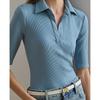 Lauren Ralph Lauren Rib Knit Elbow Sleeve Polo Tee  Wmlrknis5020152400 