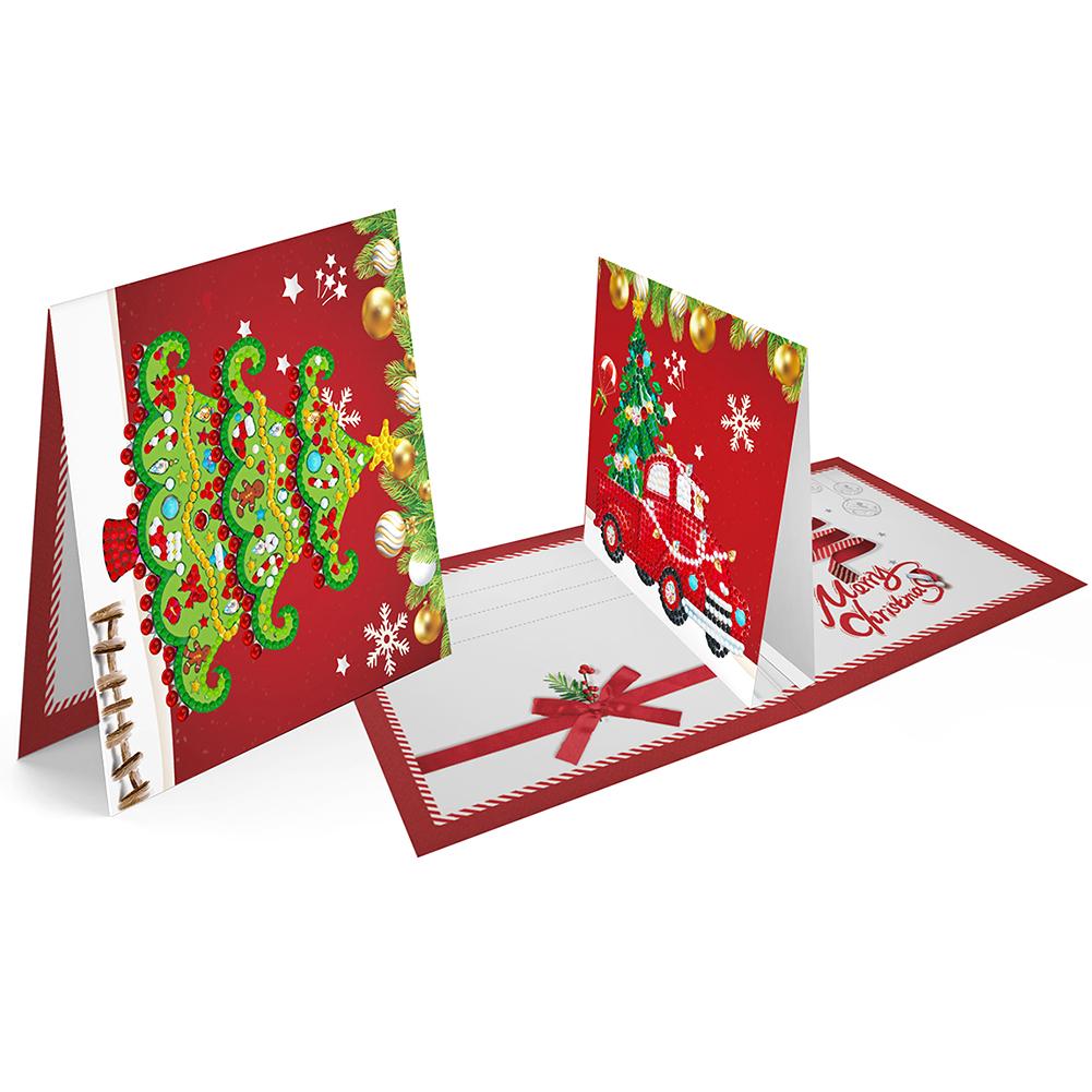 5D-Diamantmalerei zum Selbermachen, Grußkarte, Mosaik, Weihnachtsmann, Weihnachtspostkarten, 8-teiliges Stickset „Frohe Weihnachten“, Geburtstagsgeschenk