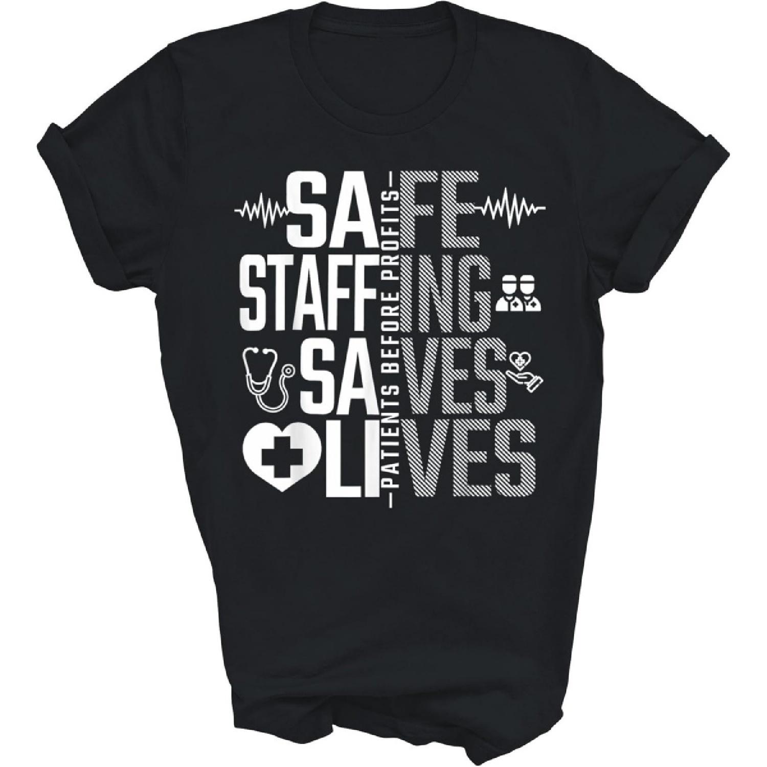 MIRABOZZI Safe Staffing Saves Lives Nurses Nurse Strike Support Nursing Unisex Shirt Gift Women Men XXXXXL разноцветный