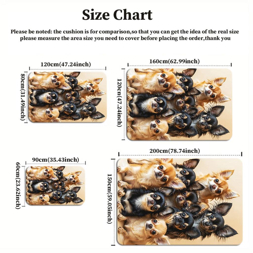 Cute Chihuahua Dog Print Crystal Velvet Rug For Gamer Room Pet Lover Home Decor Soft Anti Slip Floor Mat Animal Themed Carpet