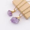 Purple Crystal Cluster Pendant Necklace - Irregular Raw Stone Jewelry Accessory N777