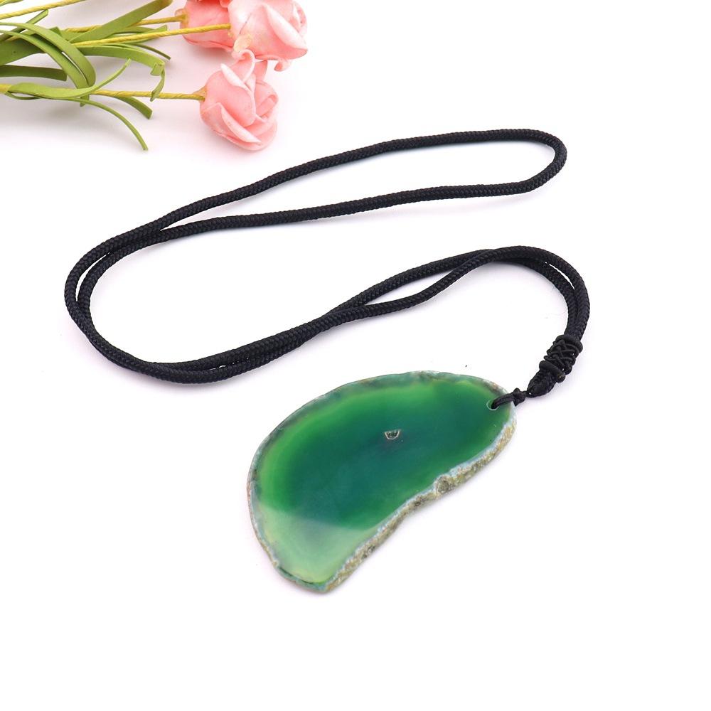 Natural Agate Sheet Rough Stone Pendant Irregular Agate Rough Stone Necklace Pendant Colored Natural Stone Sweater Chain