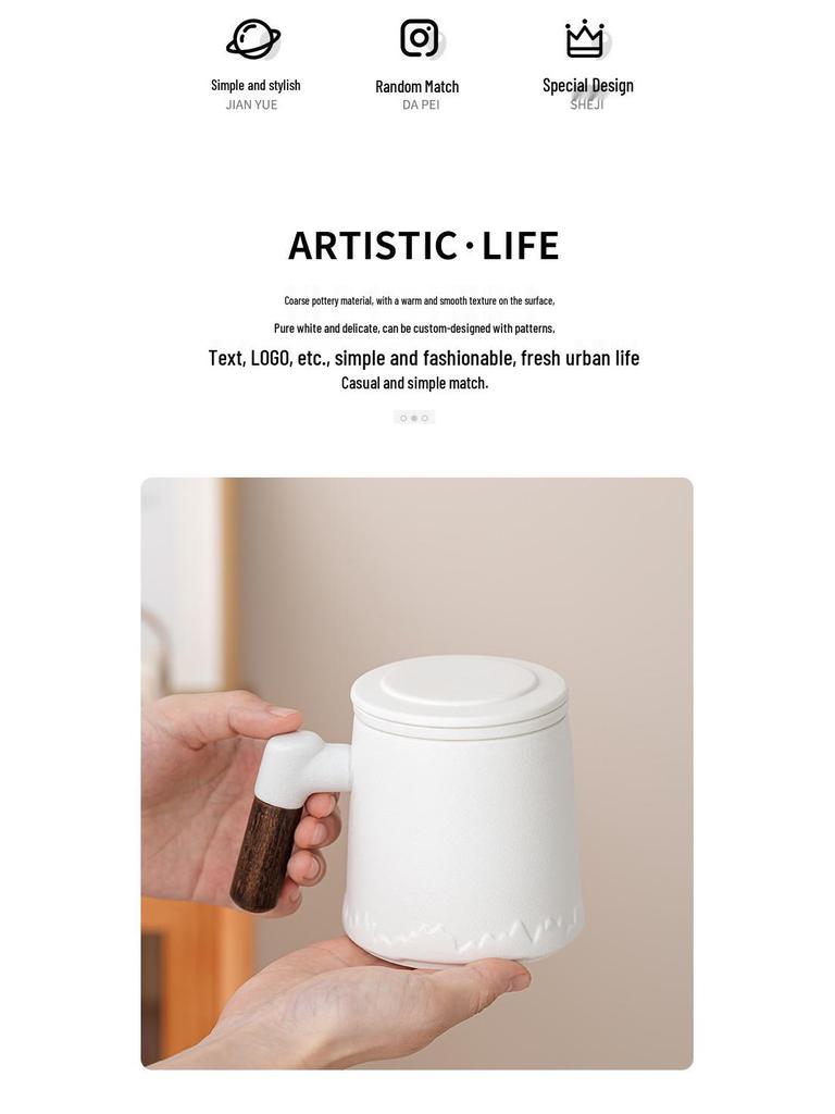 Custom Ceramic Tea and Water Mug with Filter - Office Souvenir Gift