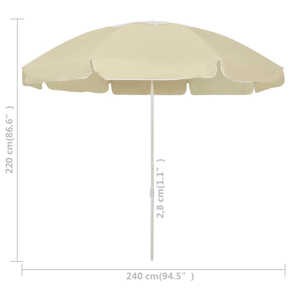 Beach Umbrella Sand Yellow 240 Cm