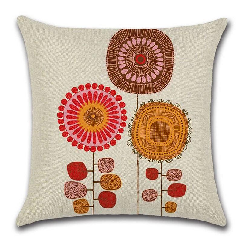 Elegant Fashion Flower Cotton Linen Cushion Cover For Home Bed Sofa Decor 45cm