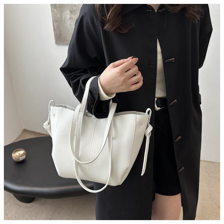 Chic Korean Style Faux Leather Tote Bag for Women, Spacious Structured Shoulder Handbag, Casual Commute Work Bag KTB