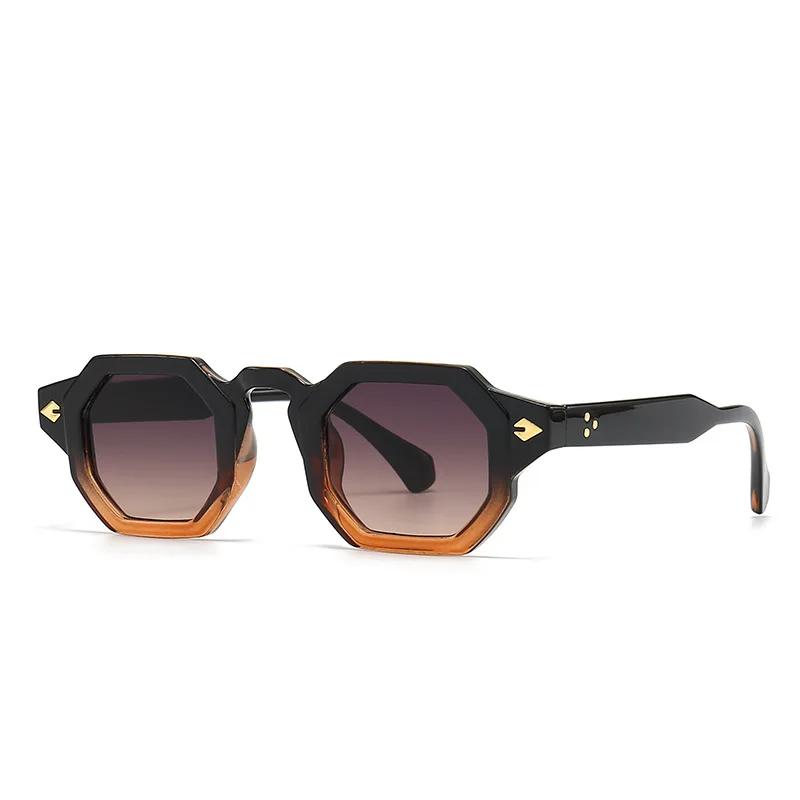  New Arrival Retro Polygon Square Women Rivets Sunglasses Gradient Shades UV400 Men Brand Designer Punk Sun Glasses