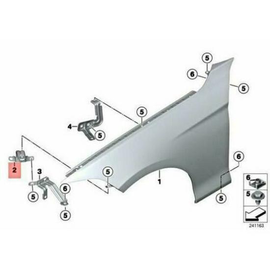 BMW 3 Series F30 Fender Bracket Accessories (Part Nos. 41358066937, 41358066938)