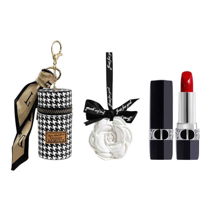 DIOR Lipstick Polished 999 1.5g+Camellia Aromatherapy+Houndstooth Lipstick Bucket синий