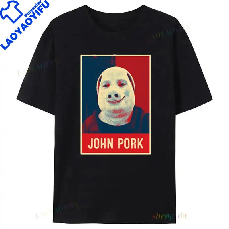 John Pork Calling Funny TShirt Casual Humor Style Vintage Streetwear Short Sleeved Graphic T Shirts Cotton Oversize Y2k Clothes