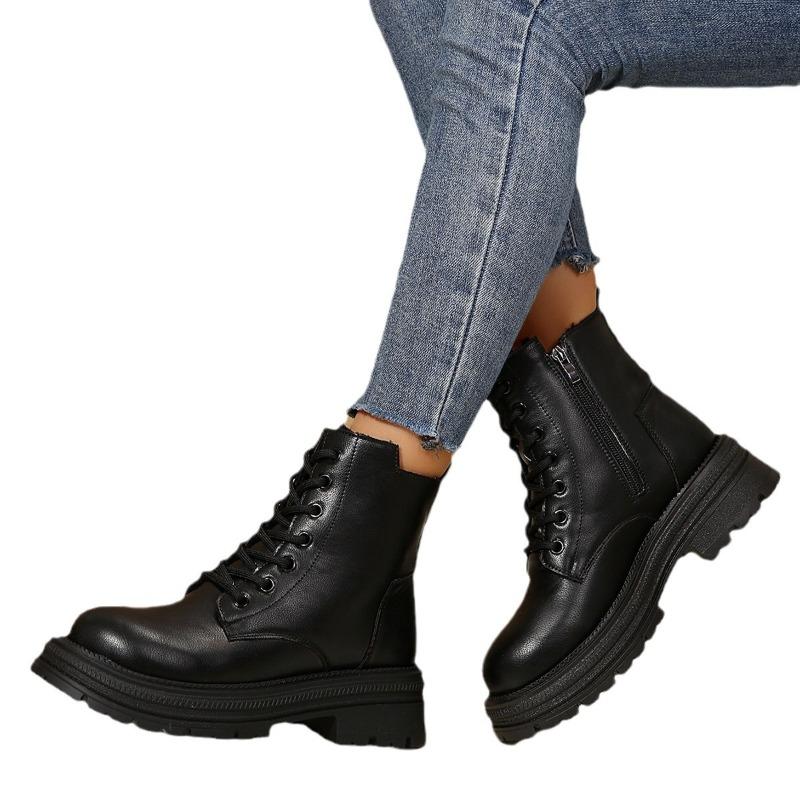 Winter new platform Martin boots women's fashion versatile zipper large size Martin boots women