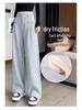 Petite Gray Wide Leg High Waist Pants for Women - Spring/Autumn