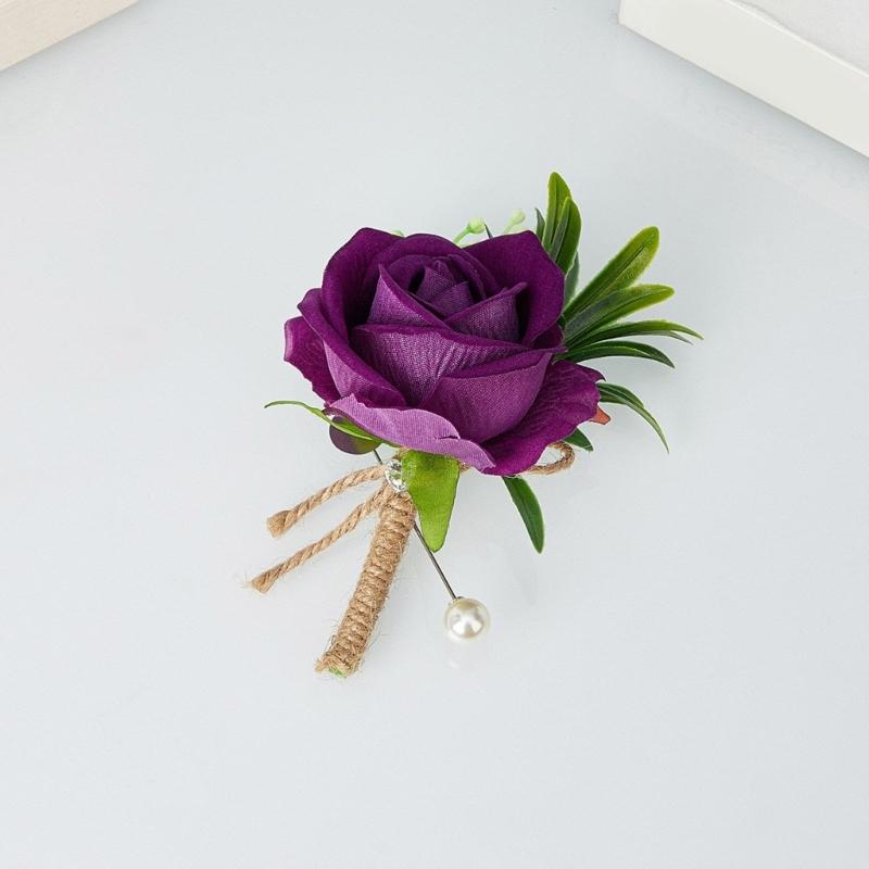 6Pcs Wrist Rose Corsages for Wedding Ceremony Anniversary Proms Party, Rose Boutonniere for Bride and Proms Party Suits