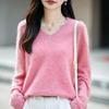 Autumn/Winter 2026 Cashmere Wool V-Neck Knitwear: Long Sleeve Solid Color Soft Sweater Top