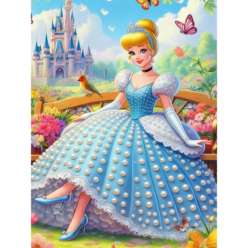 

Набір для малювання перлами Disney Попелюшка в Саду Вишукана та Блискуча Робота Ідеально Підходить для Декору Стін Будинку та Рукодільних Подарунків 45x55cm