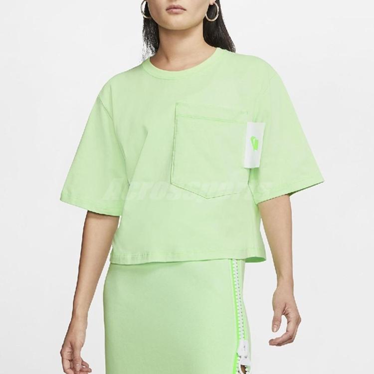 Nike Sportovní Crop Top Tričko s krátkým rukávem Dámské topy Cukrově zelená CT0875-376