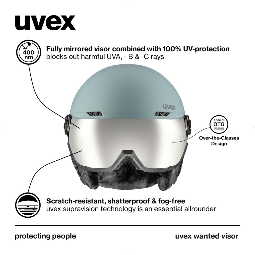 Uvex Visor Glasses Size Wanted Visor Cm Ski/Snowboard Helmet, Compatible, Dial-Type Adjustment, / 58-61