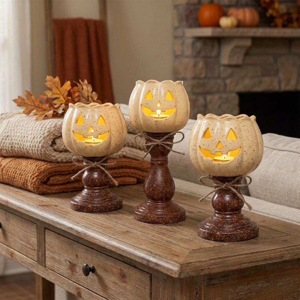 Halloween-Kürbislampe im Vintage-Stil Antike Ausführung Teelichthalter Lampe Herbst-Heimdekoration