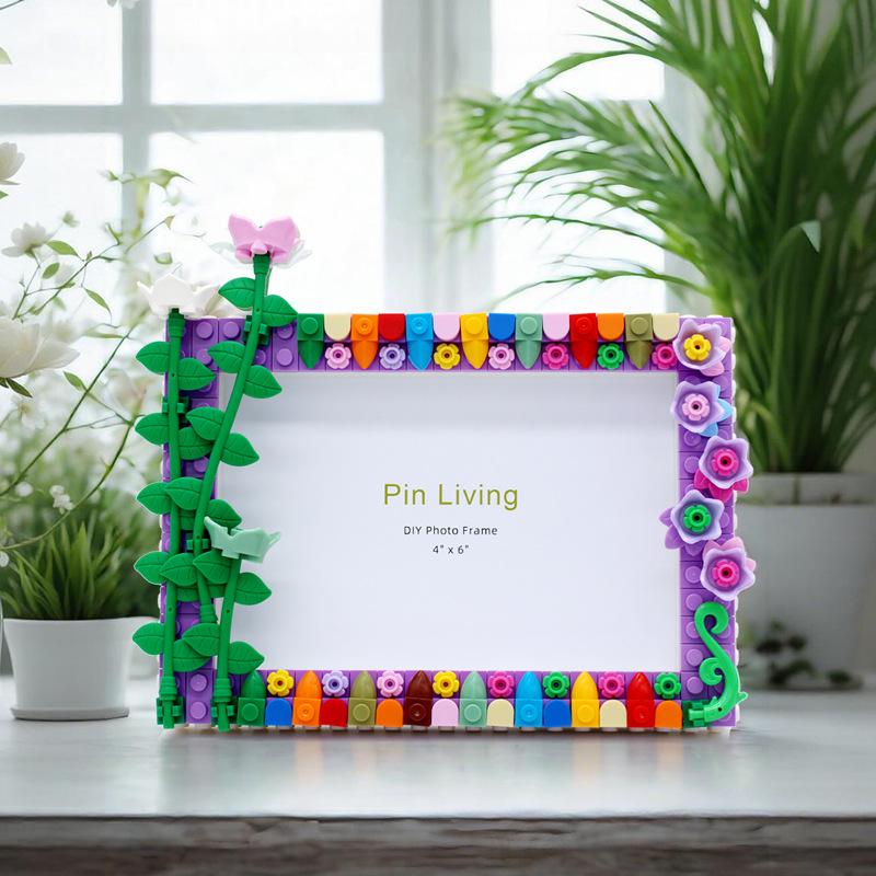Pin Yi Jarní květina DIY Dětské stavebnice Rámeček na fotky - Kreativní ručně vyráběný stojánek a dárek pro děti