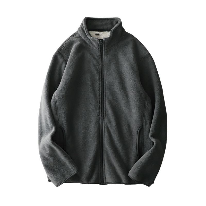 Geacă Americană Fleece pentru Bărbați: Guler înalt de iarnă, căptușeală de pluș de catifea, bumbac călduros, cardigan din lână falsă de miel.