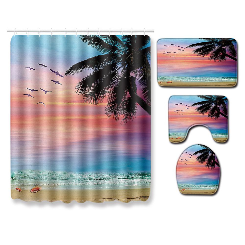 African American Women'S Bathroom Four-Piece Combination Set Household Door Mat Absorbent Non-Slip Floor Mat Carpet