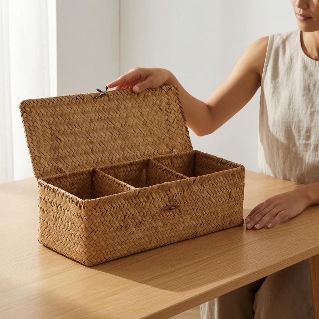 Geteilter Organizer Drei Fächer Aufbewahrungsbox Rechteckig