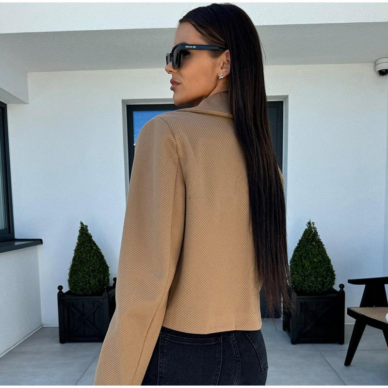 Осень-зима британский костюм воротник однотонный шерстяной маленький пальто женская — фото 6