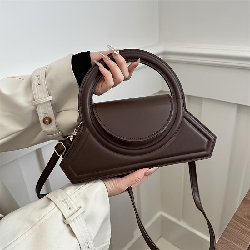 Chic Simple Style PU Handbag Fashion Solid Color Women'S Single Shoulder Crossbody Bag Small Square Design