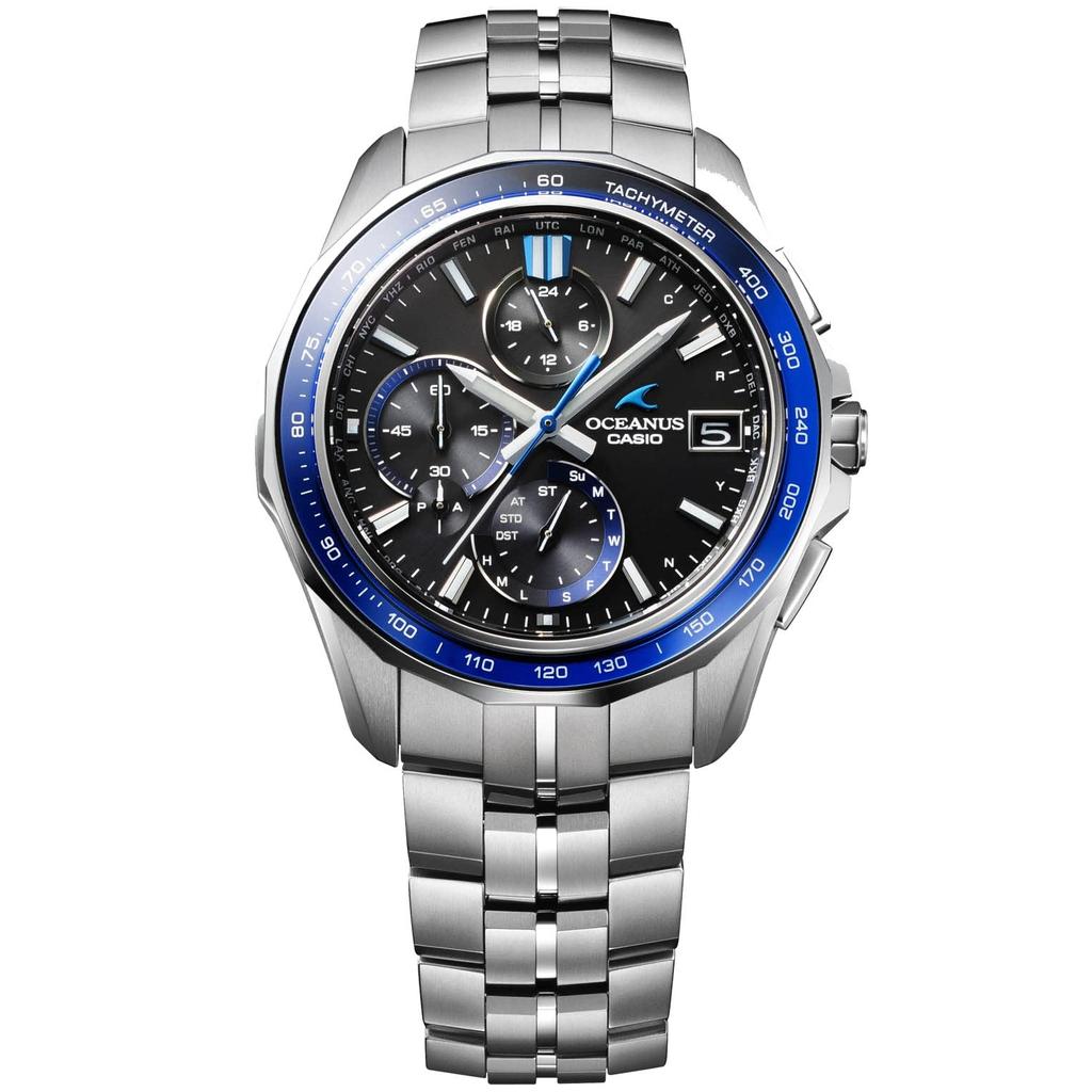 Casio Men's Oceanus Manta Solar Watch with Bluetooth, Sapphire Glass Bezel, Silver, Radio-Controlled, Japan Model OCW-S7000-1AJF