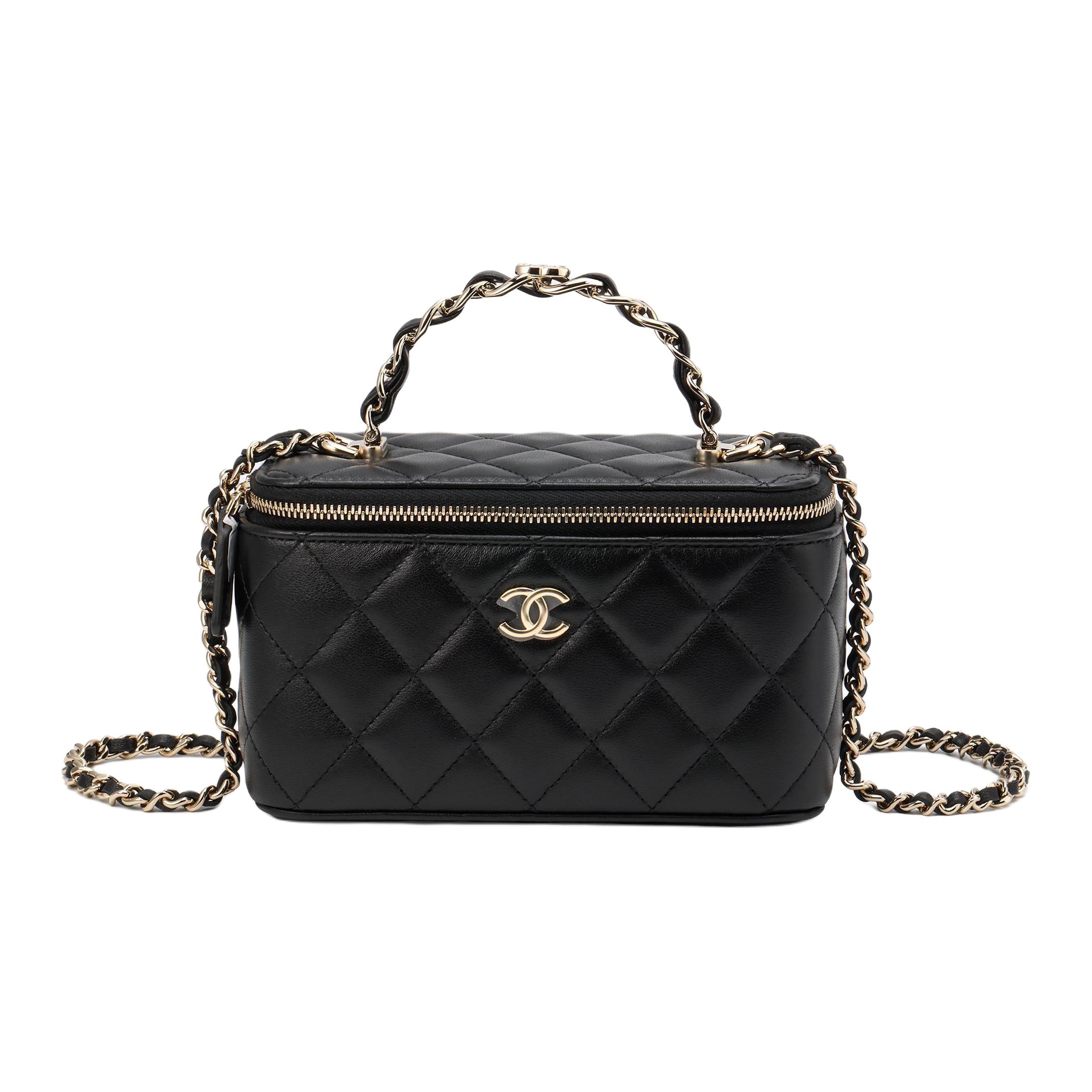 

Chanel 23k Ручка з логотипом Шкіряний ланцюжок Ромбовий візерунок Шкіра ягняти Шкіряна сумка-коробка Сумка для макіяжу Сумка-клатч Сумка на плече Сумка через плече Жіночий стиль Чорний Box(Basic Set+Box) чорний
