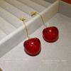 Silver Needle Ankola Red Cherry Earrings Stylish Simple Retro Stud Earrings Exquisite Premium Versatile Earrings Women