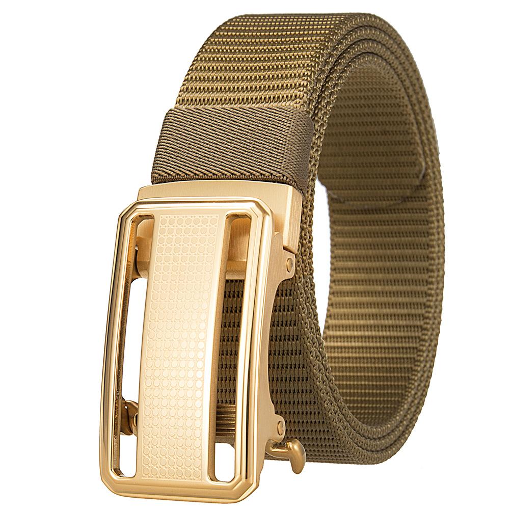 1Pcs Fashion Nylon Braided Belt Men, Button Head Front Switch Toothless Stainless Steel Buckle 3.5Cmly36-61931-3
