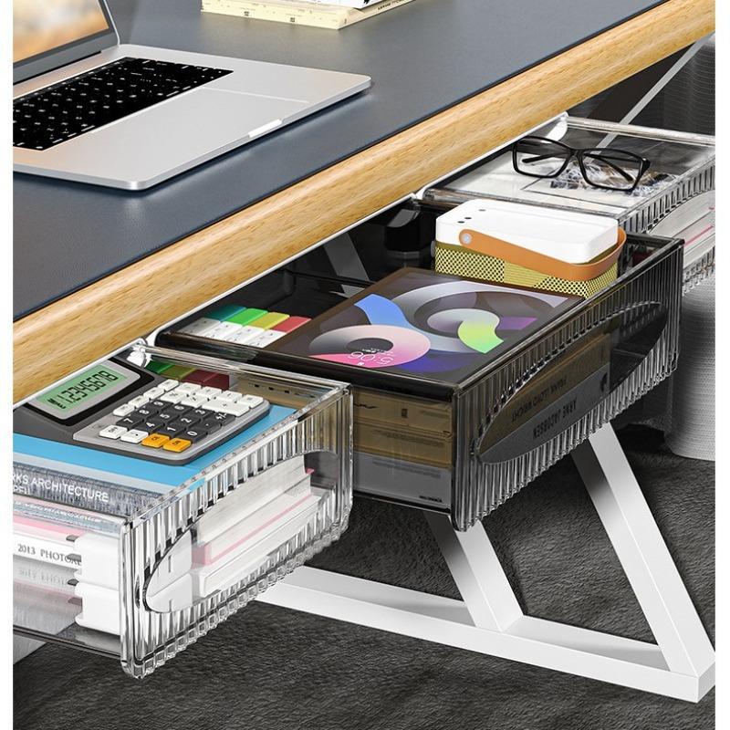 Under Table Hidden Drawer Storage Box with SelfAdhesive Mount Large Capacity Office Desk Organizer for Supplies Files Stationery