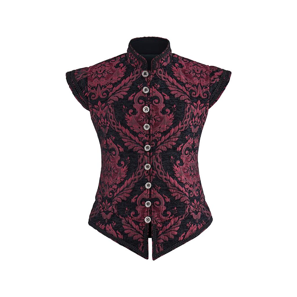 New !!! Adult Men Renaissance Tudor Elizabeth Vest Costume Pirate Colonial Red And Gold Brocade Jerkin Vest Costume Custom Made