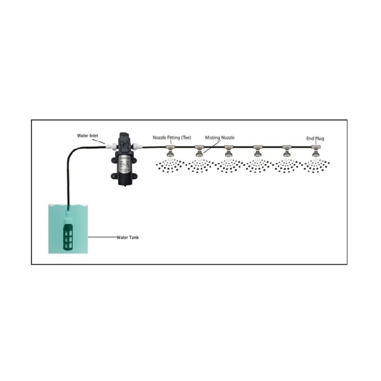 Expandable Water Sprayed Set 30PSI 12V 60W Pumps 6 Brass Jet Nozzles 300cm Inlet Hose For Patios Cooling Plant Watering