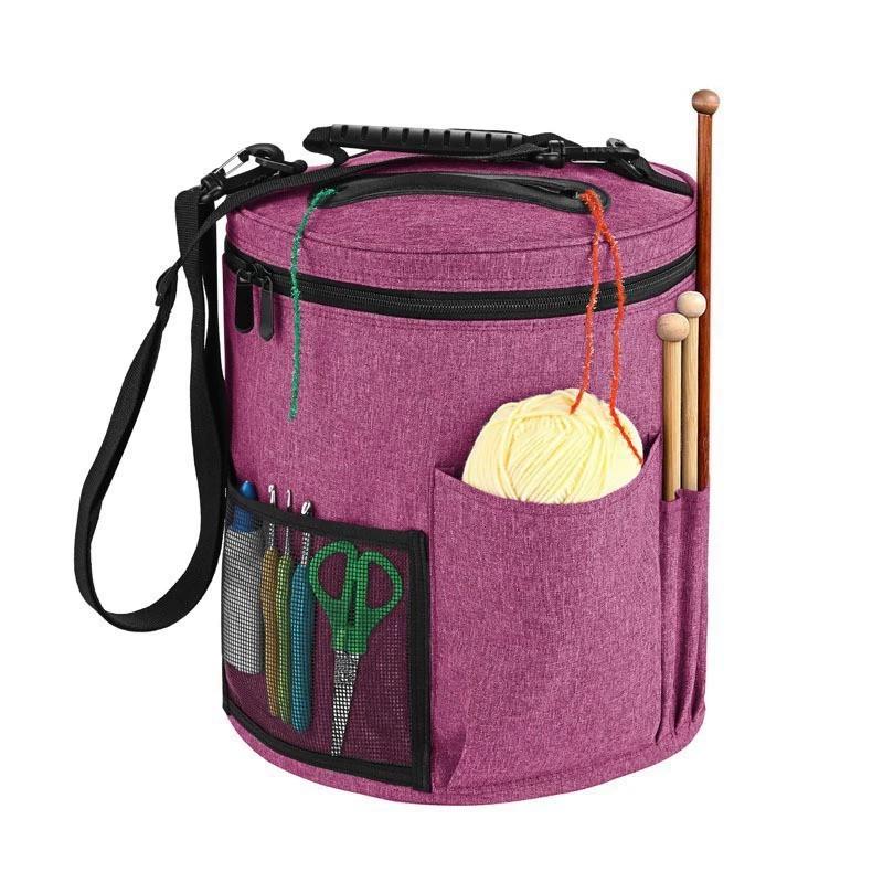 

Круглая сумка для хранения пряжи – Органайзер для вязания большой вместимости для рукоделия и принадлежностей для вязания свитеров ярко-розовый